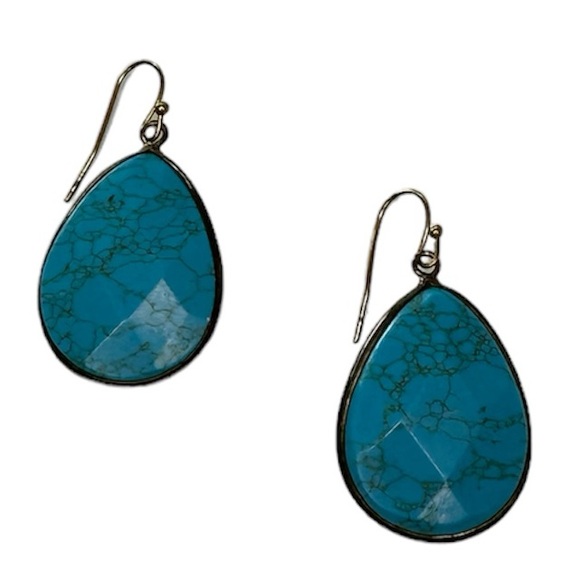 Anthropologie Turquoise Faceted Drop Earrings - Picture 2 of 8